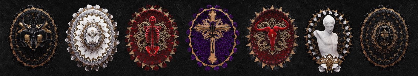 billelis star wars Christian skull gold art tattoo ornate 3D Flowers