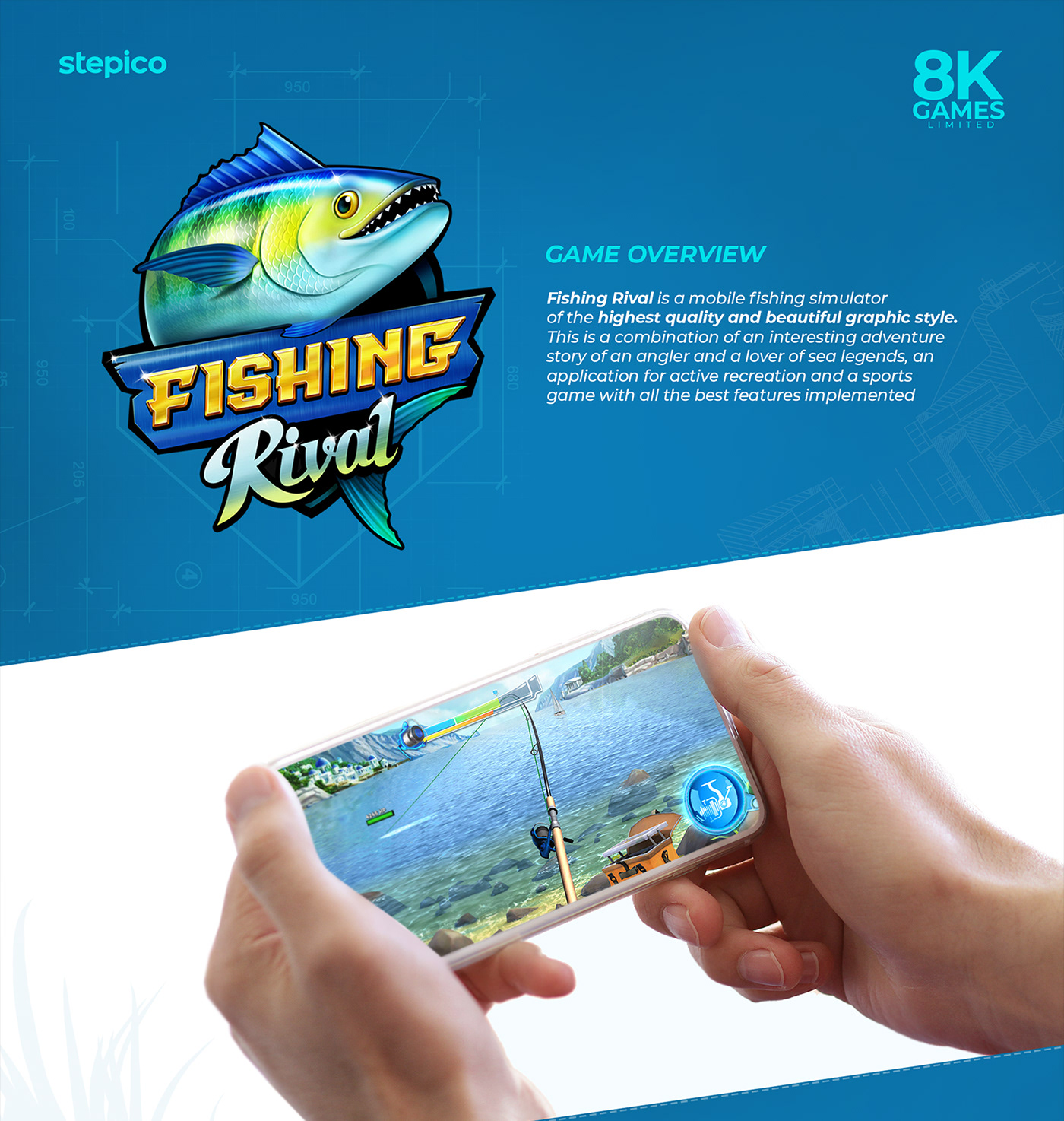 fish fishing fishing game Game Art Game Art Design game design  game ui Games mobile design rival