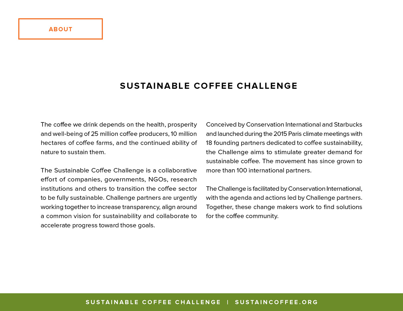 conservation international Coffee Sustainable brand book Style Guide Branded Materials proxima nova
