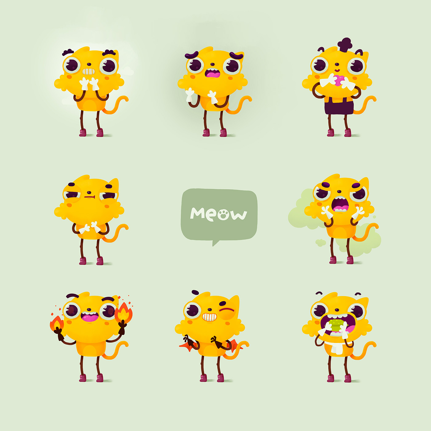 Character Character design  Cat stickers emotions character emotions