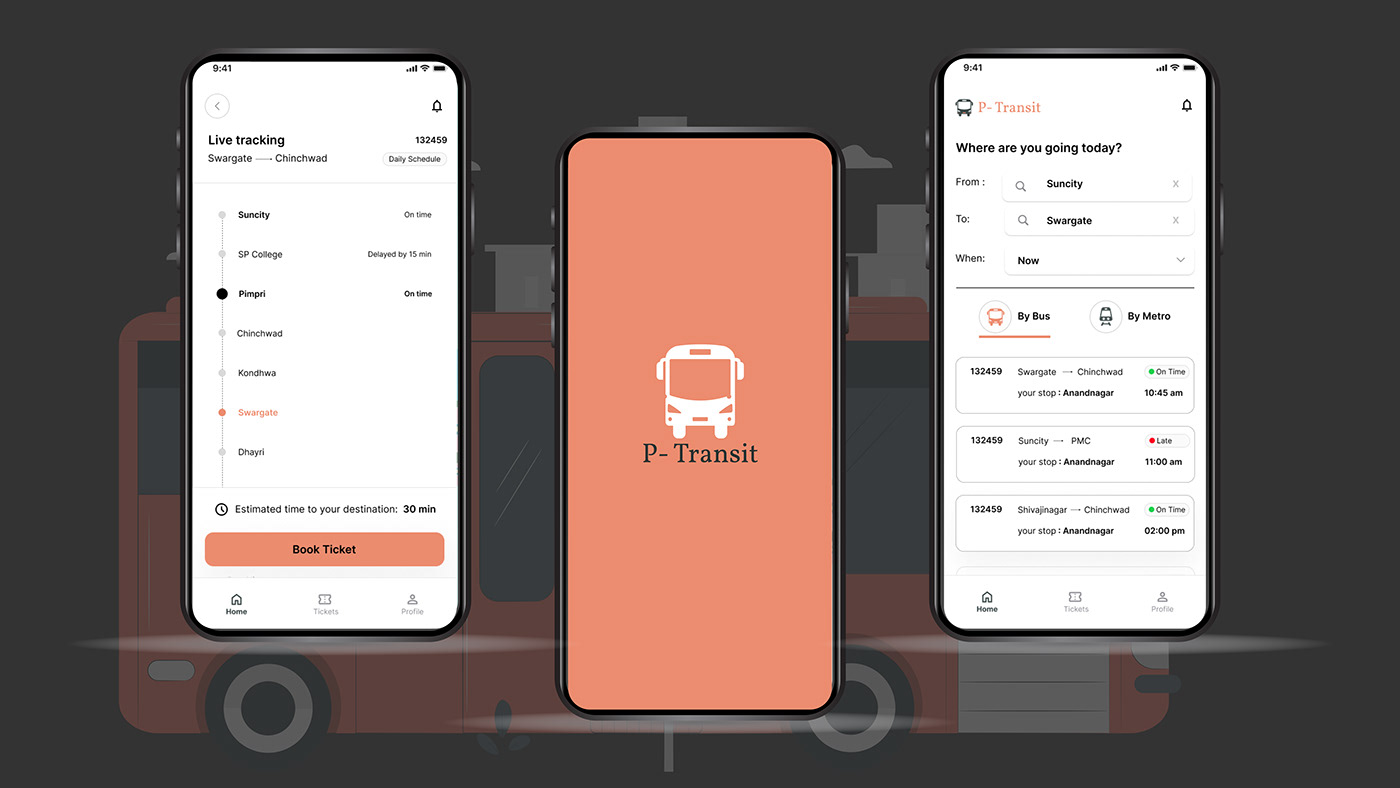 public transport User Experience Design user interface PUNE design UI/UX Figma application mobile Public Transport APP