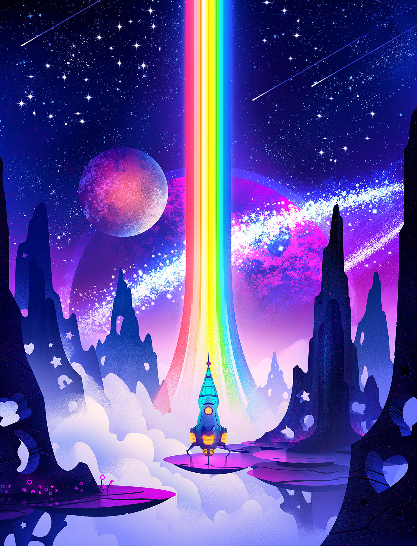 adventure exotic exploration galaxy rainbow Retro Scifi Space  Travel vintage