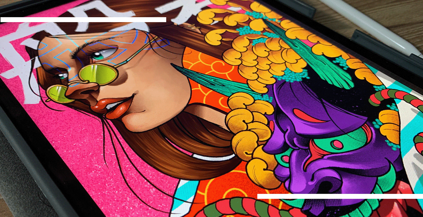 acid art design DigitalPaint Hannya ILLUSTRATION  ipadpro paint pop Procreate