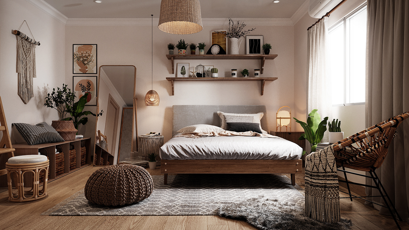 3dmodel bedroom design home Interior interiordesign moodboards visual boho bohochic