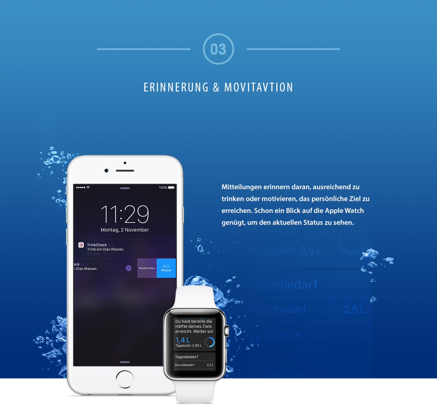 water mineralwater drink track app Native ios check quantified gradient White blue bubbles messure