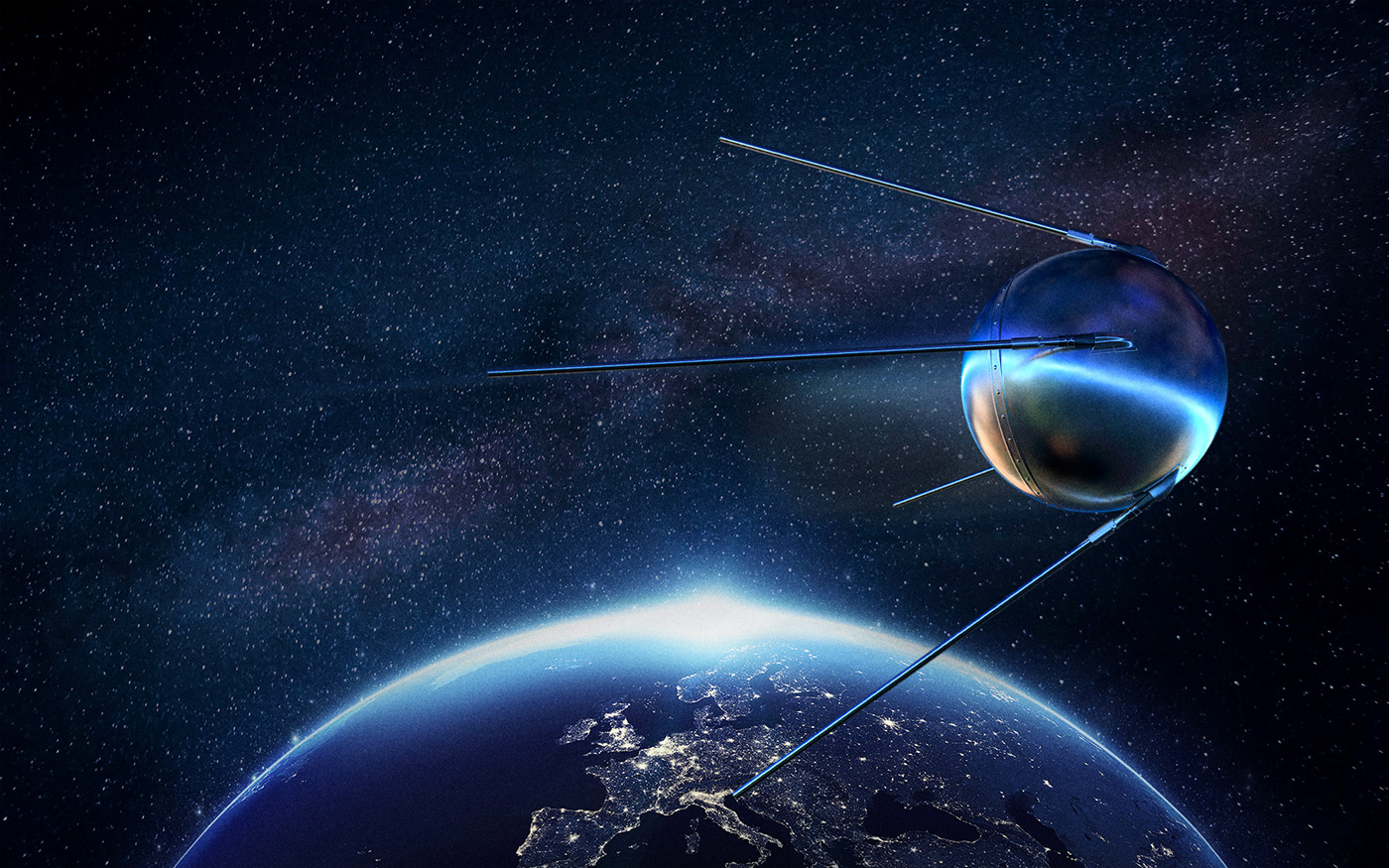 Sputnik brand identity logo Space  3D Render earth star Portugal
