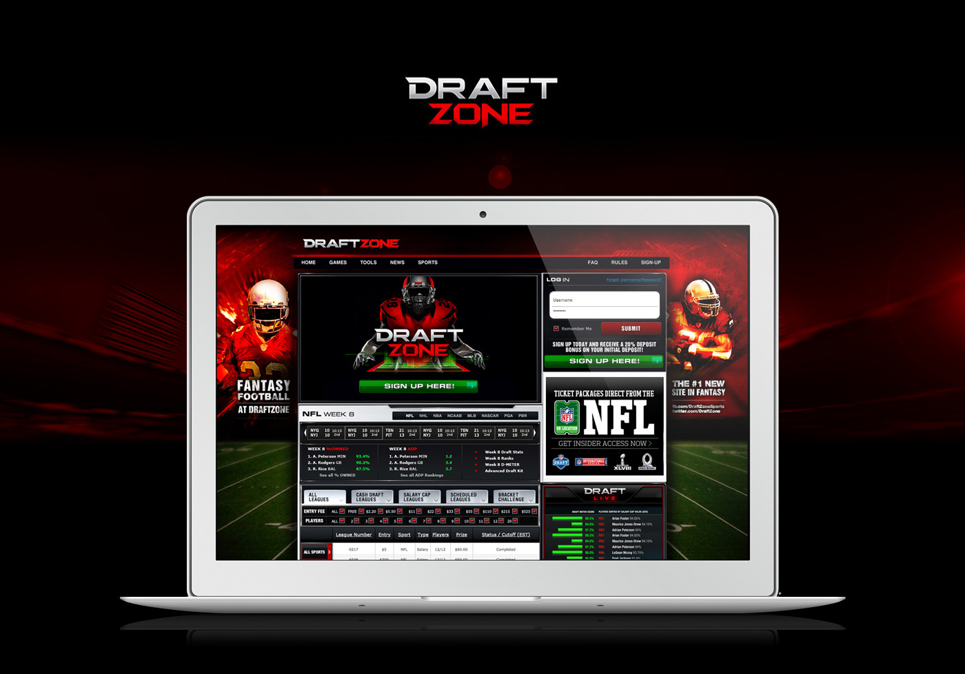 sports fantasy sports fantasy ux user experience Fantasy Football Sports App data-driven real-time stats live draft brand architecture NBA nfl mlb