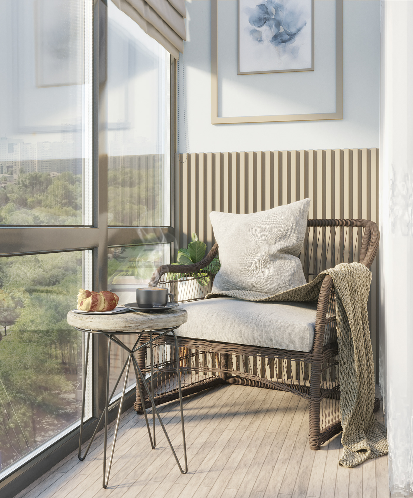 3D architekture armchair balkony Coffee design MORNING relax Render visualizace