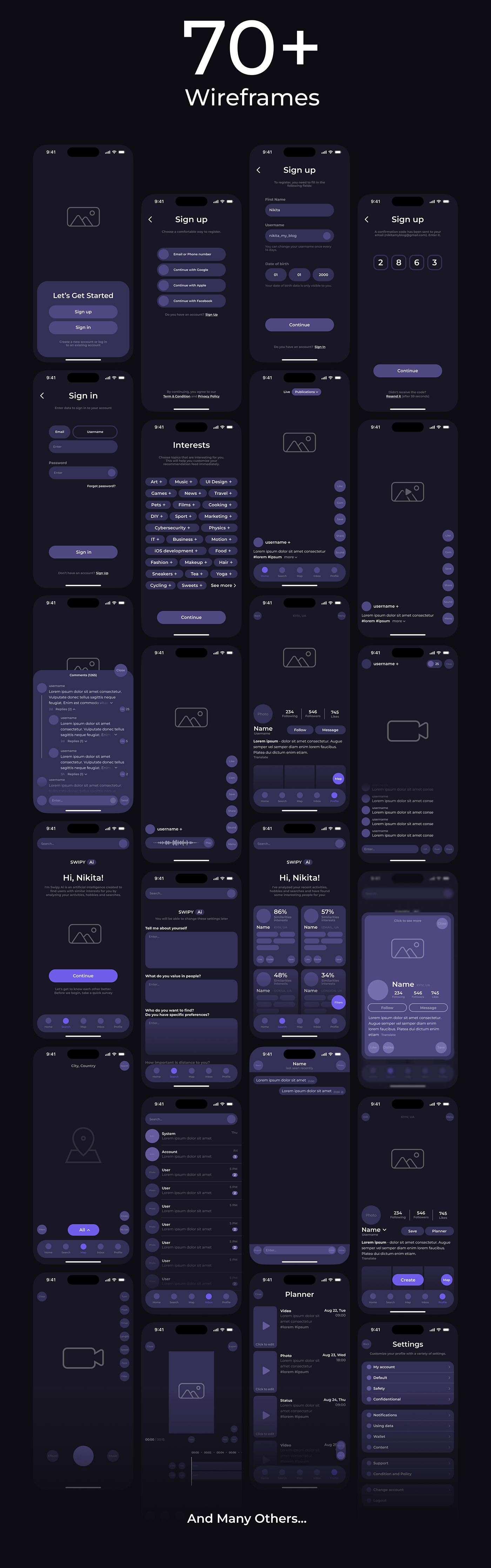 UI/UX social network Web Design  Mobile app violet purple communication