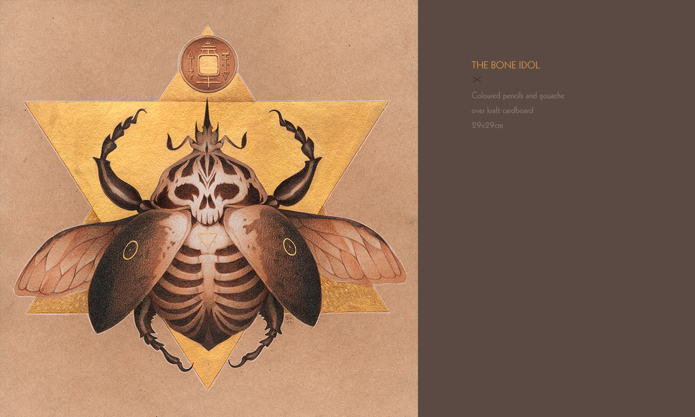 Adobe Portfolio dark surreal skull Magic   kraft paper bones Nature Insects botanic gold decay dead animals esoteric