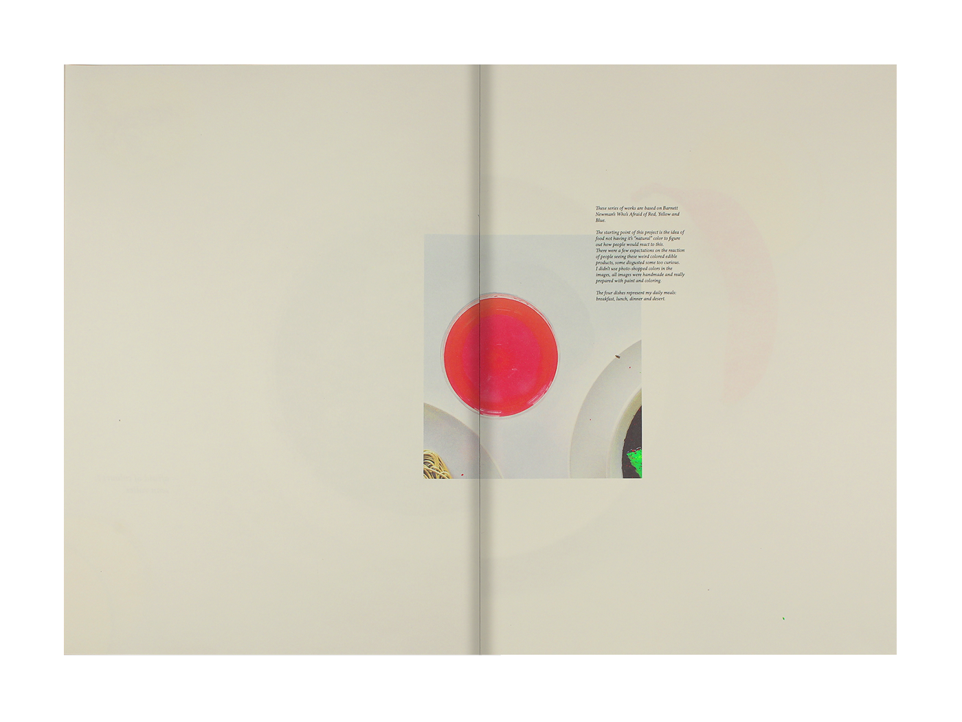 color colour Food  breakfast lunch dinner weird colors publication book design Project red White blue