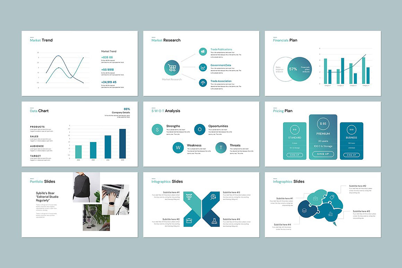 pitch deck presentation template powerpoint template modern template infographic company profile Business plan Project Planning portfolio busienss deck