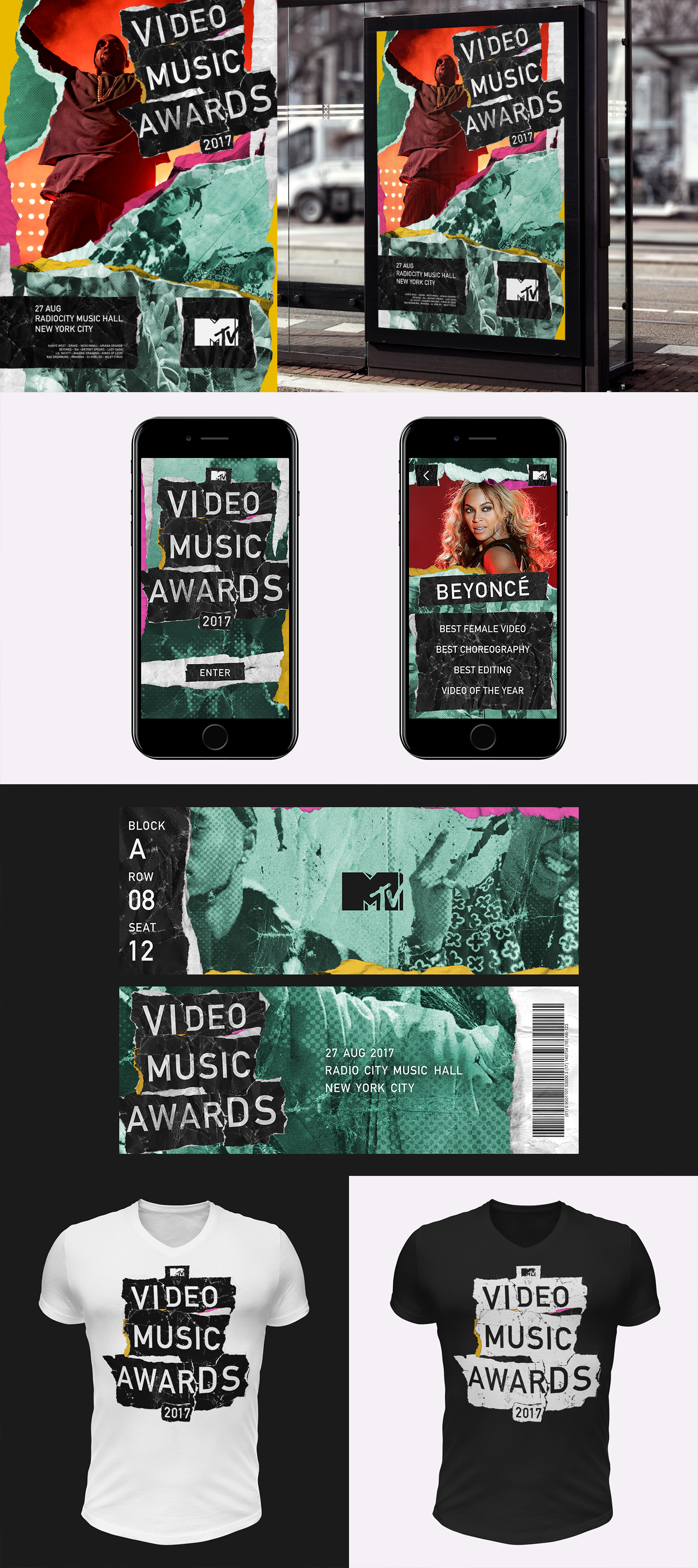 Mtv vma music Awards promo package broadcast graphics Elastic branding 