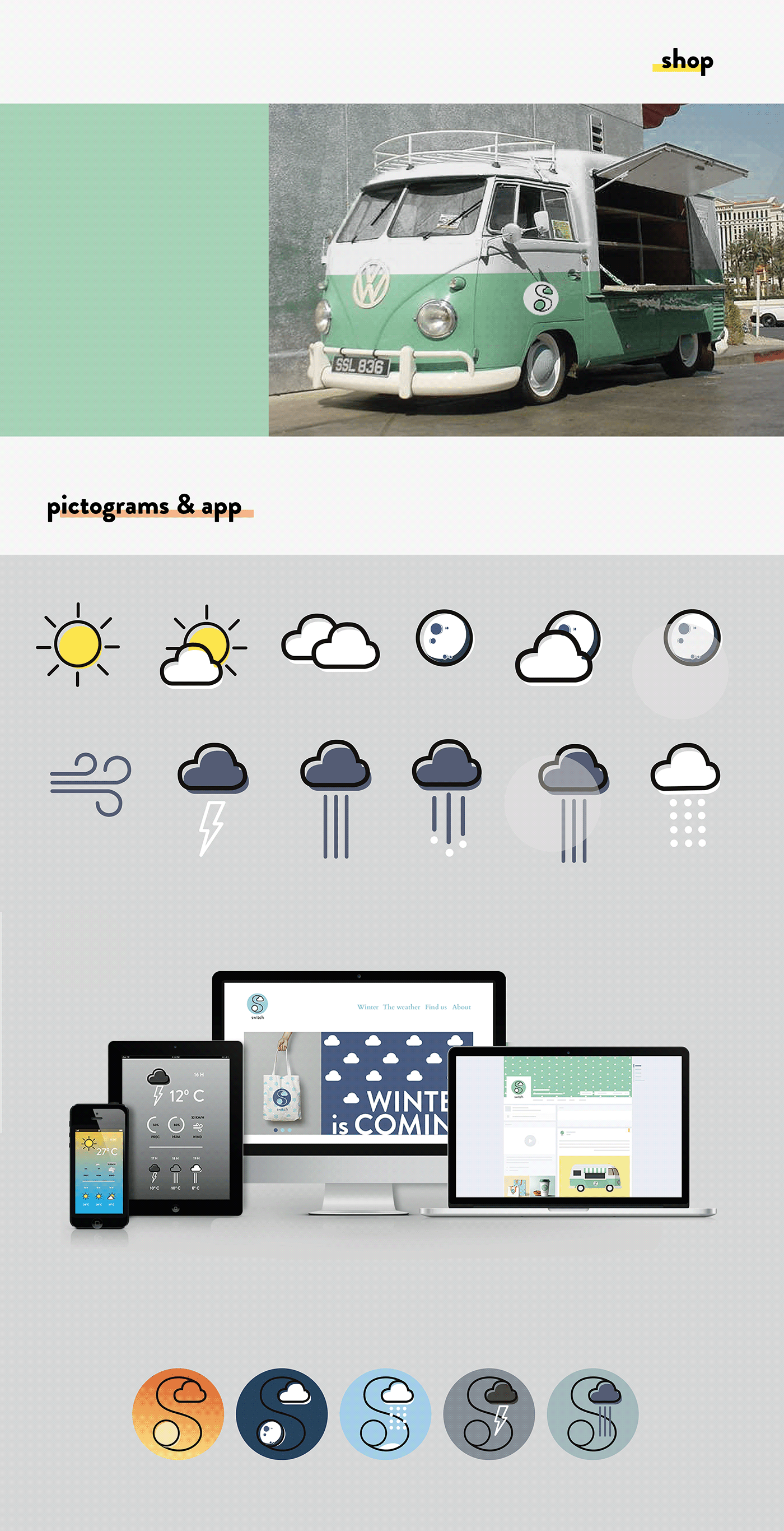 branding  graphic design  weather app Web Design  identity logo Logotype animation  pictogram