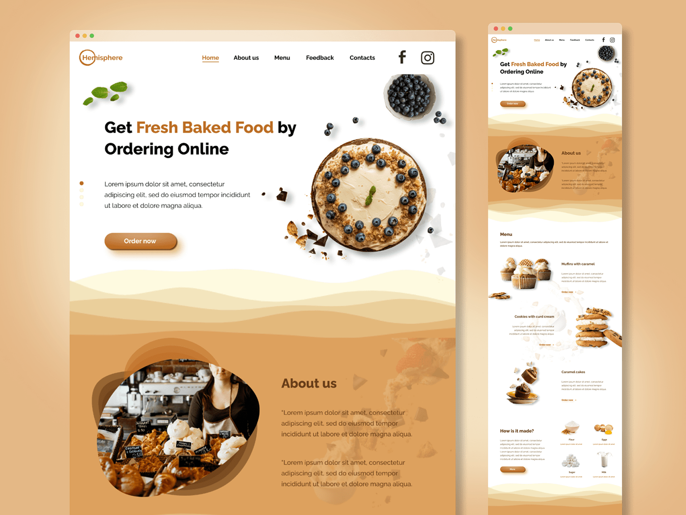 adobe illustrator Adobe Portfolio bakery cake Figma Food  Illustrator landing page Webdesign лендинг
