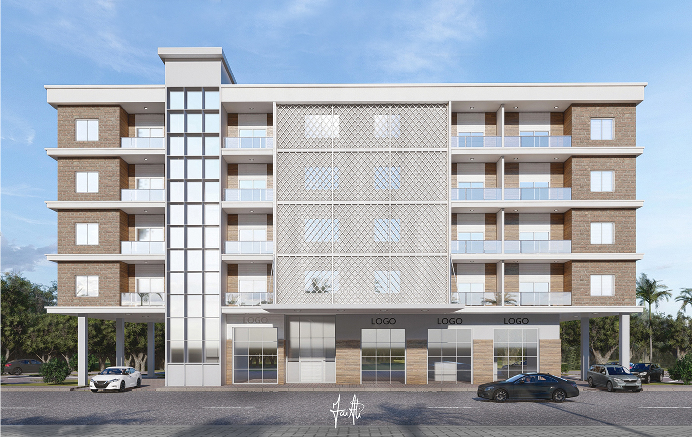 apartments architectural design exterior plans Render visualization
