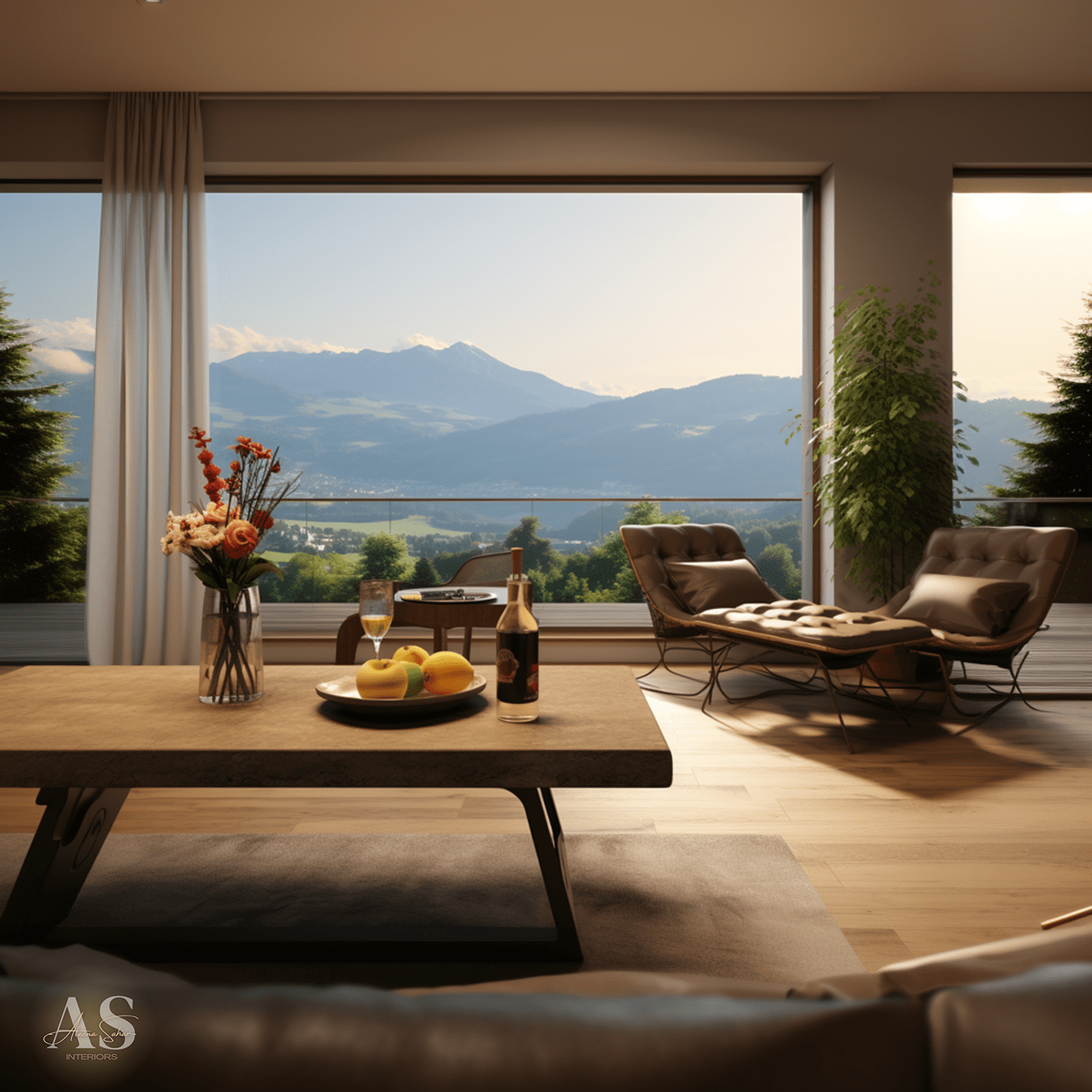 tranquility peace ai visual identity visualization living room design interior design  mountains Nature