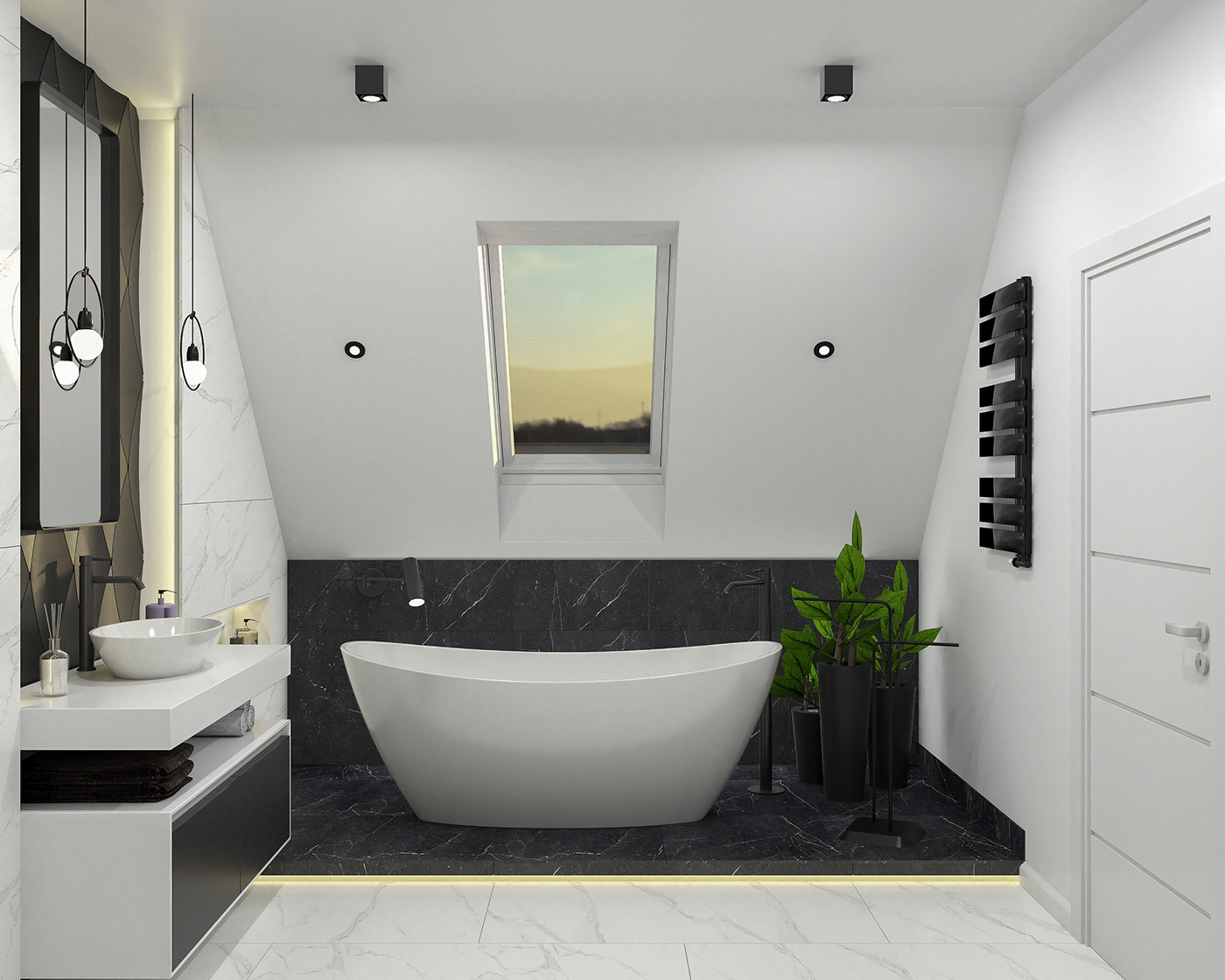 bathroom black Marble photoshop render3D SketchUP visualization3d vray White