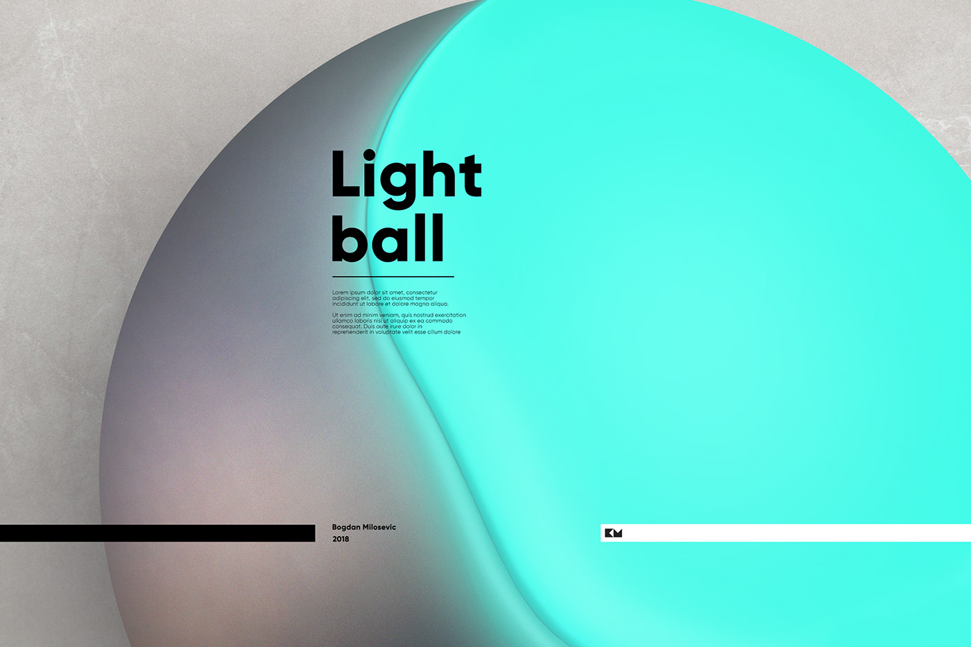 3D color mock up minimal light ball texture print modern poster