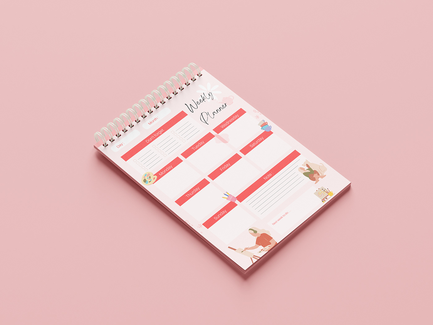 design note planner to do list Weekly weekly palanner