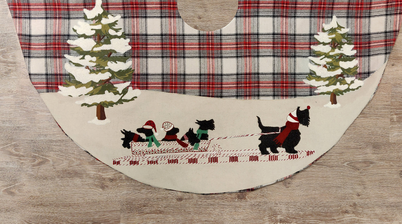 art Christmas Embroidery home decor Plaids snow stockings Surface Embroidery textile design  tree skirts