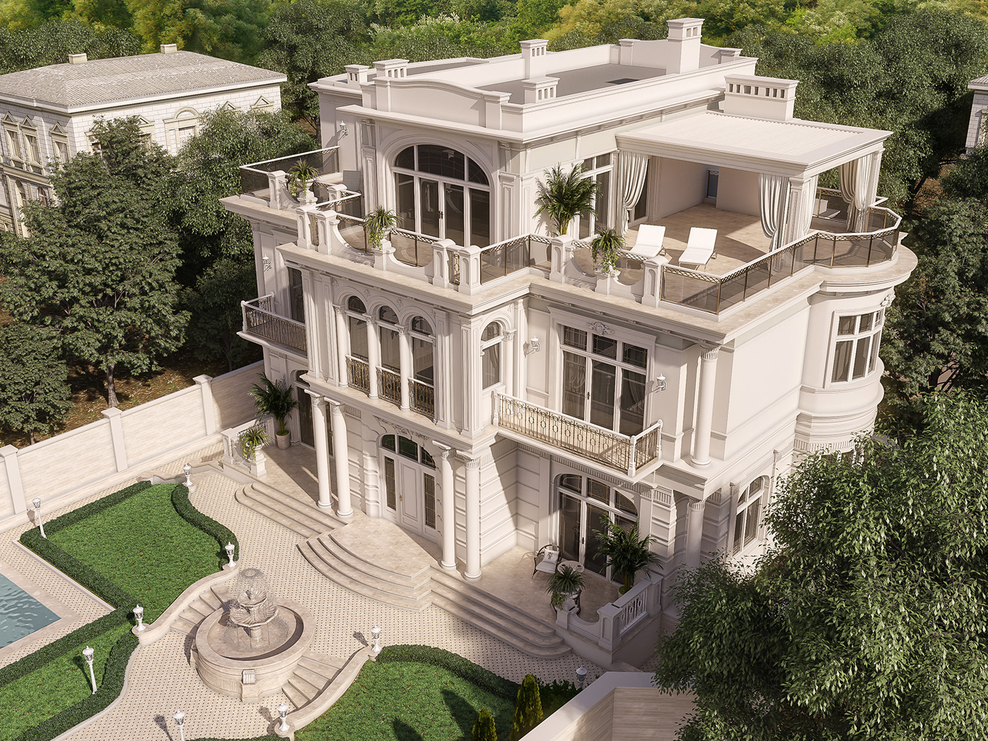 3D Visualization Private house Odessa architecture facade