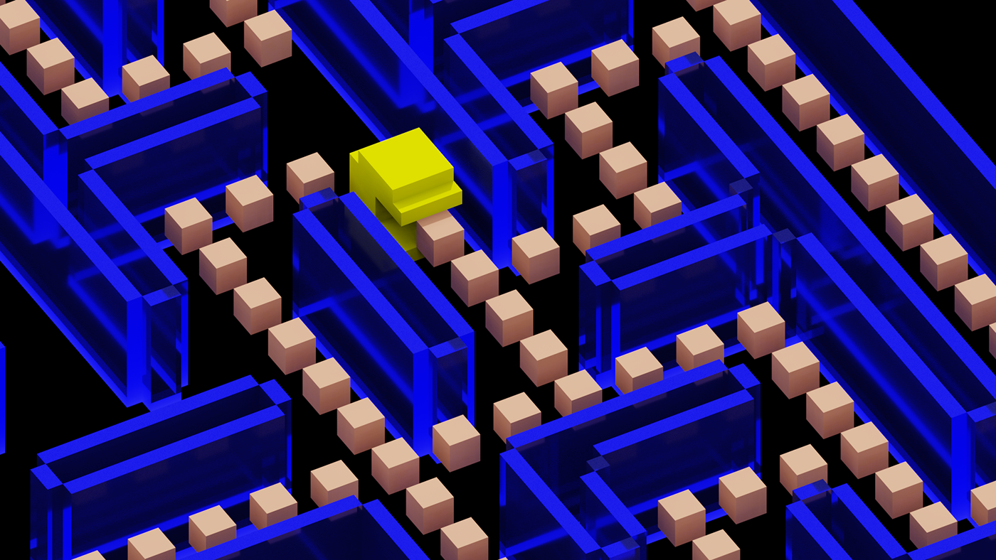 Pac-Man Retro gaming Magicavoxel voxel art voxels 3d animation voxel animation