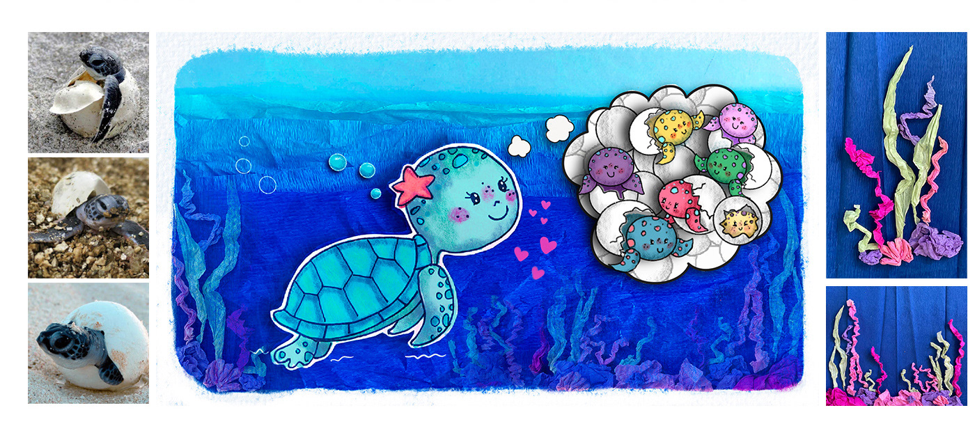 Drawing  Character design  ILLUSTRATION  Procreate cartoon digital illustration recycle Turtles  sea waterpollution