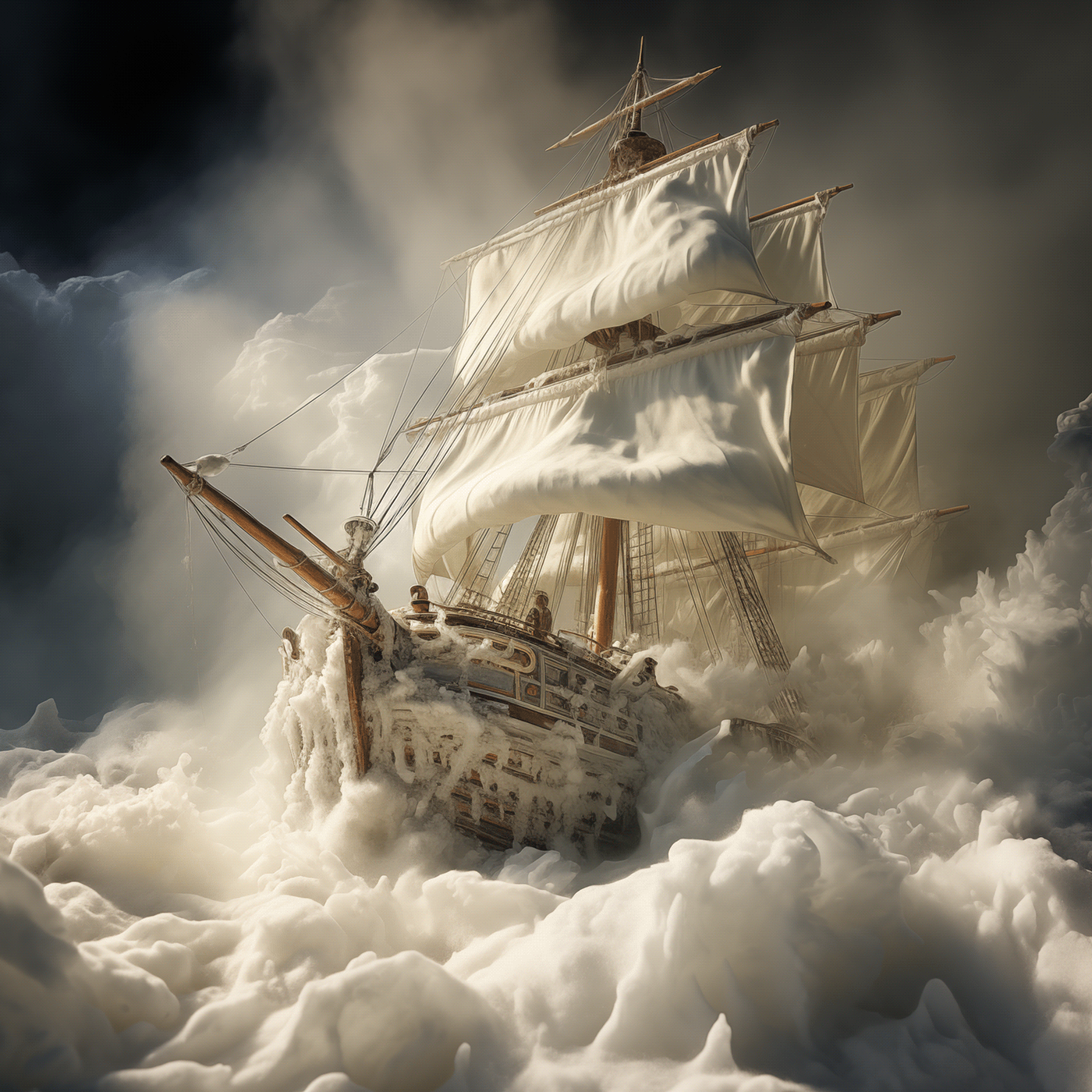 ai ship sea storm Ocean graphic design  ILLUSTRATION  Digital Art  fabric generative art