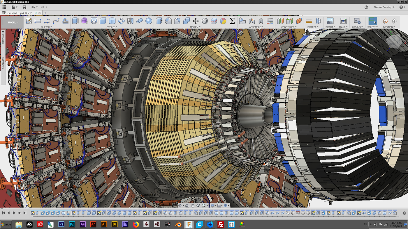 3D model fusion 360 Autodesk LHC CERN cms Muon Detector physics science