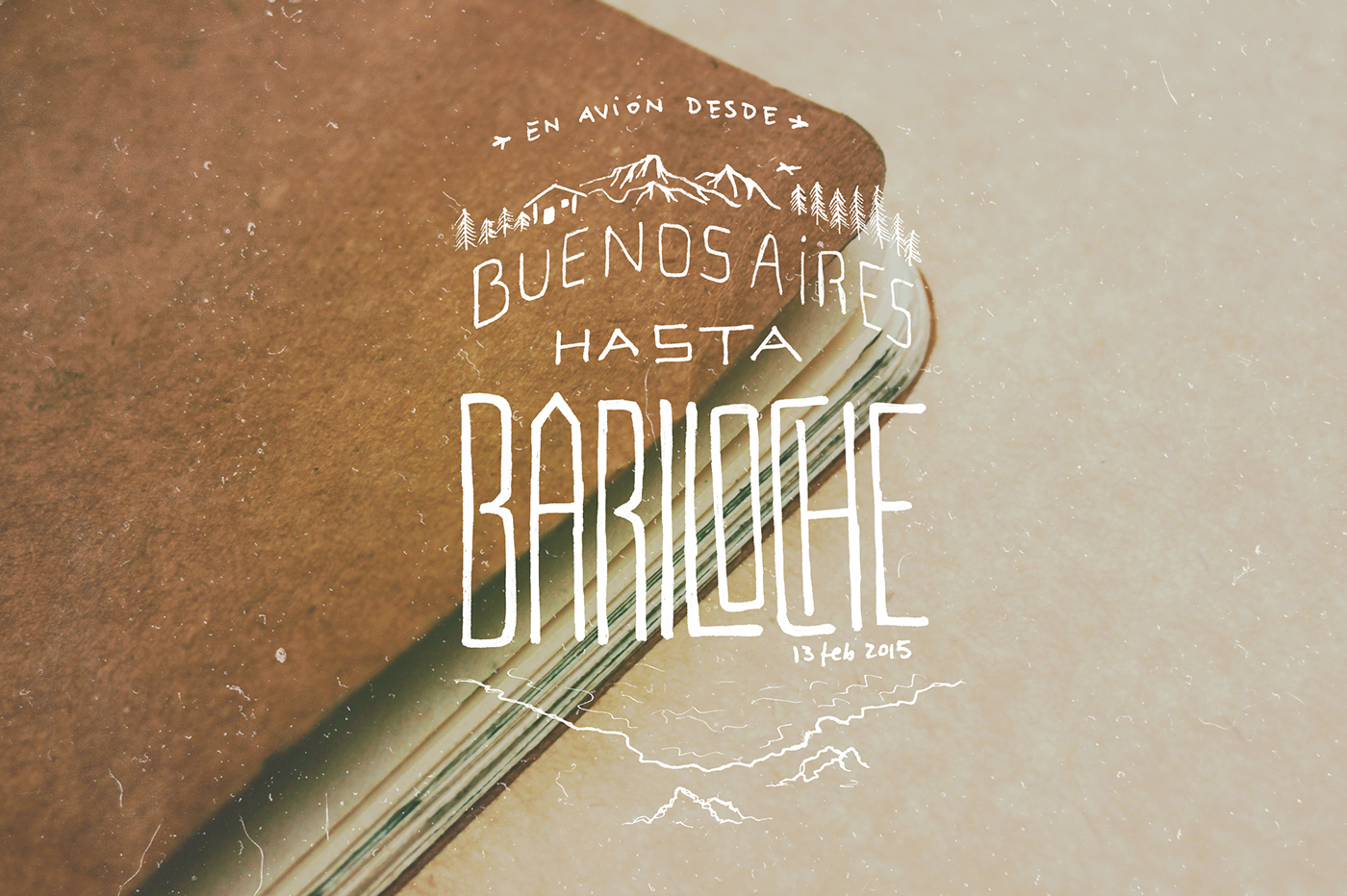 Travel journey notebook Diary south patagonia argentina bariloche ushuaia forest bosque Handlettering lettering handrawn typo