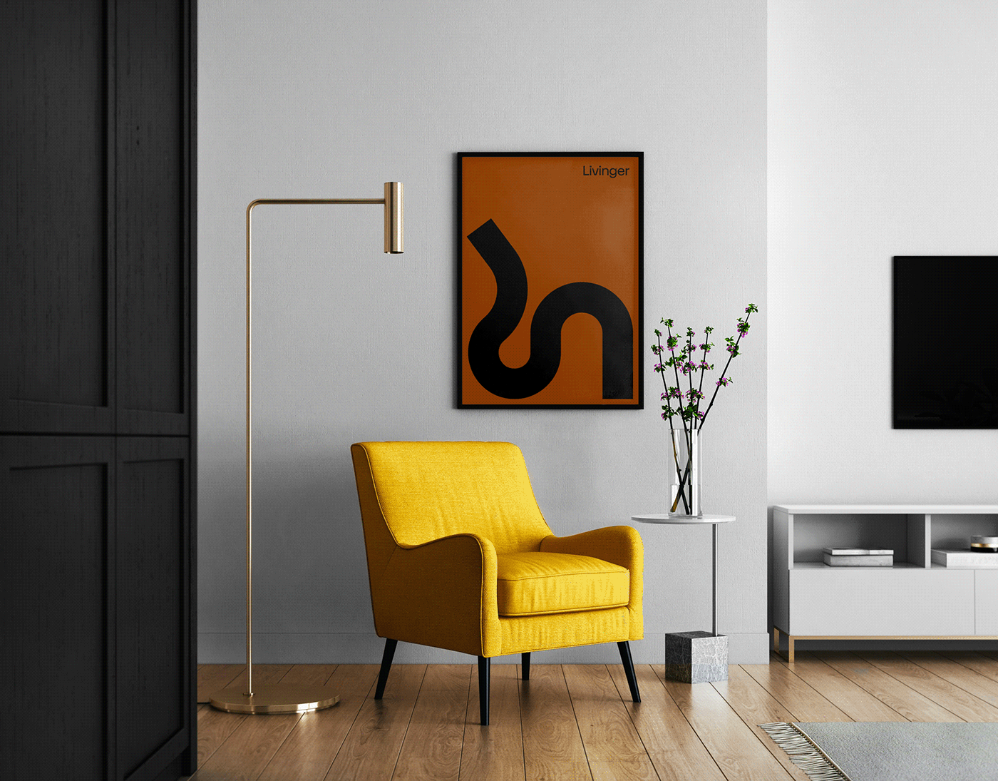 bold chair design identity living room logo
