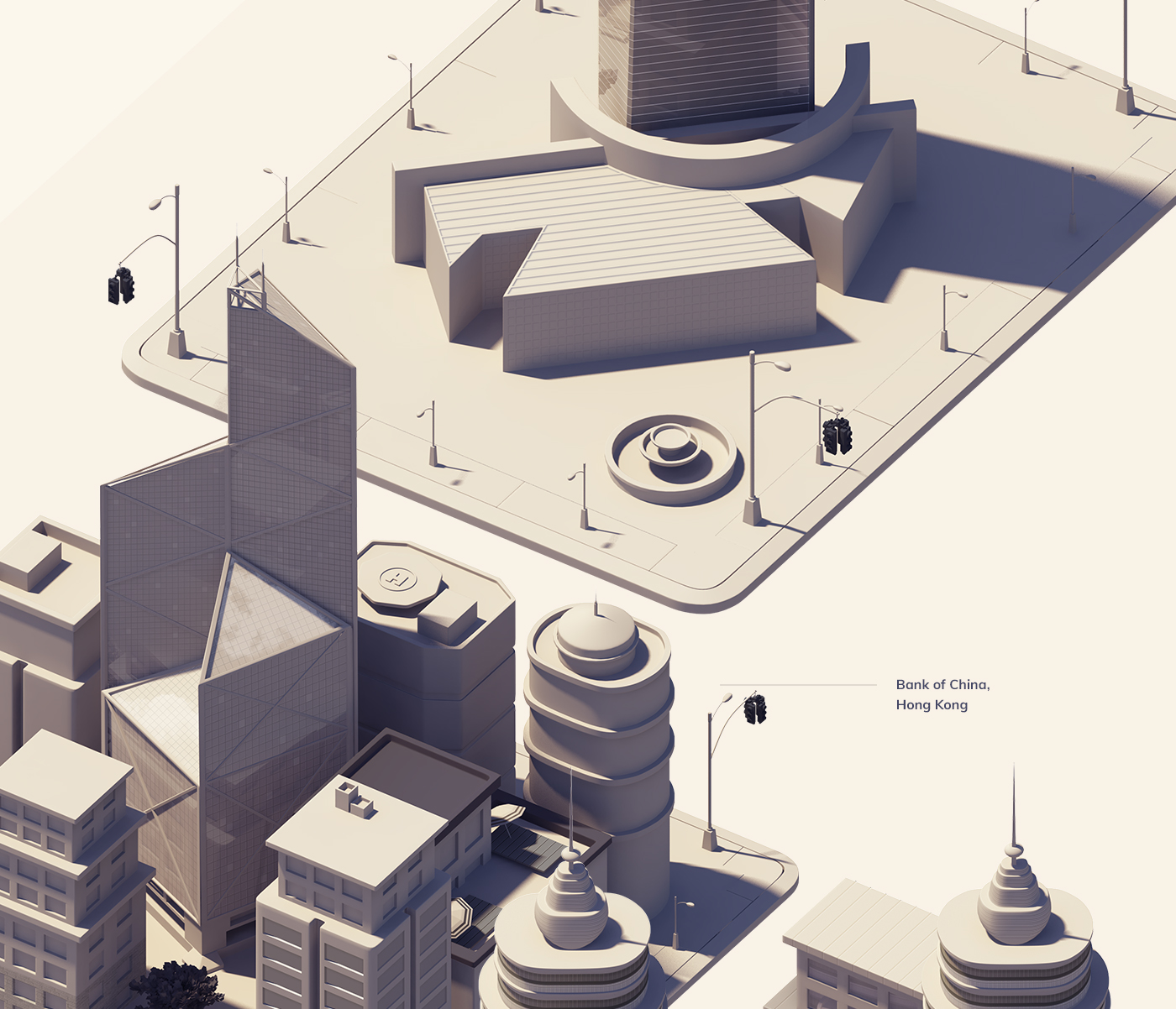 3D map Isometric city asia art direction  Education business school graduate school