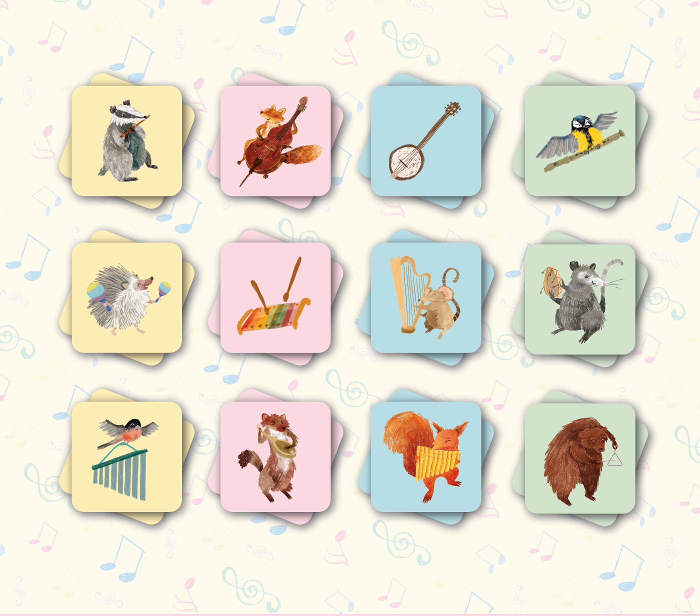 memory game Memory Illustrator digital illustration card design card game children illustration animal illustration