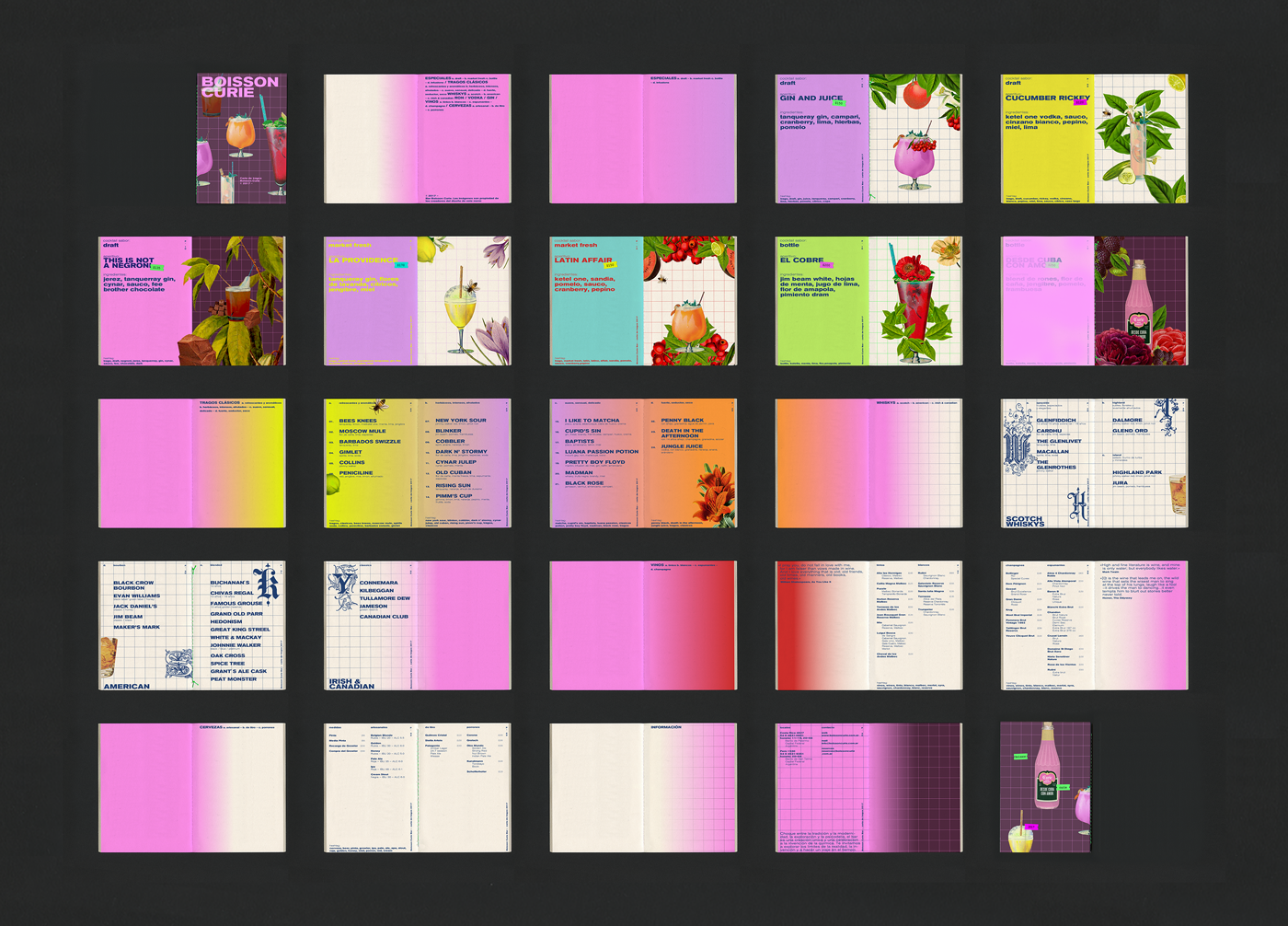 menu bar editorial design Booklet color collage sticker drinks