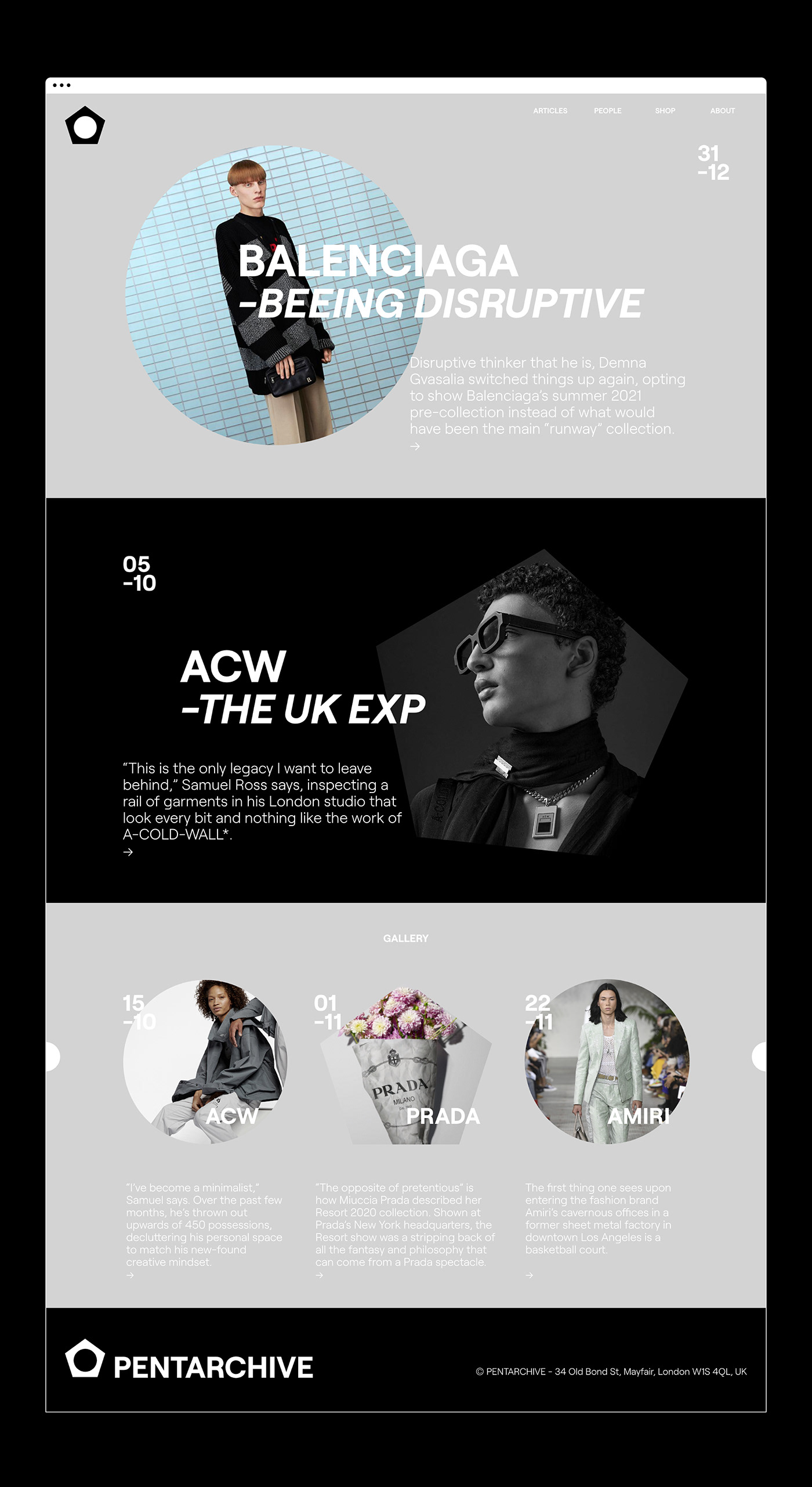 design Fashion  graphic Interface pentarchive Style UI ux Website xD