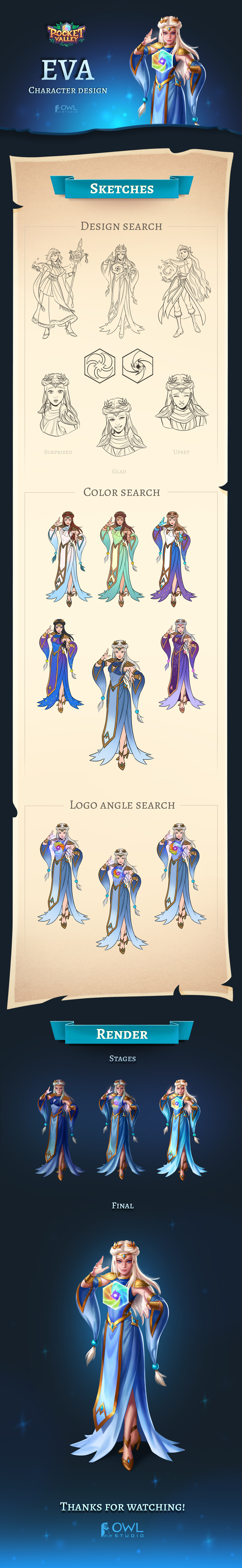 Character design  Charmer enchantress Game Art mage Mascot owl studio sorceress wizard