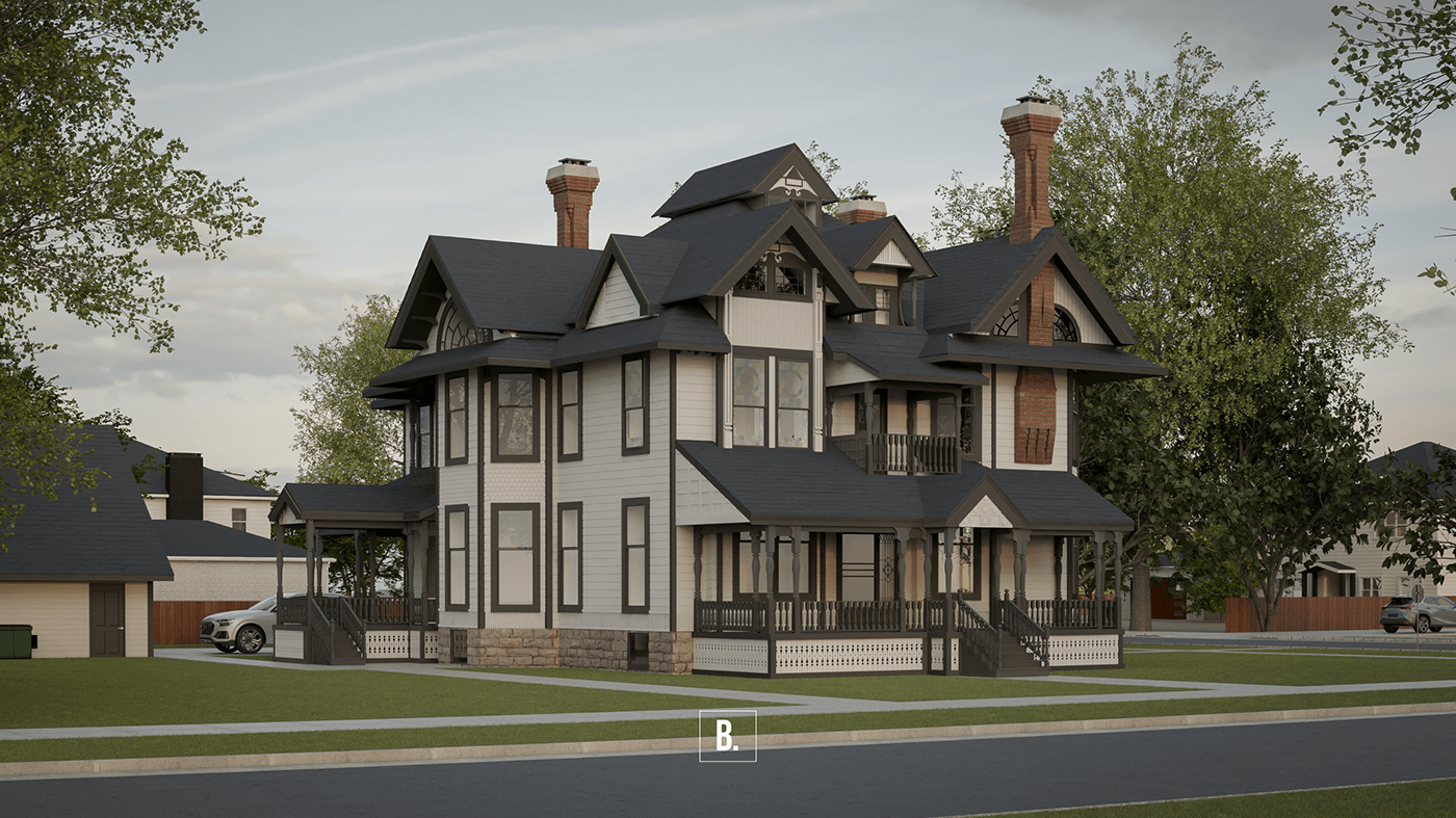 archviz visualization Render architecture exterior facade mansion 3D photorealistic CGI