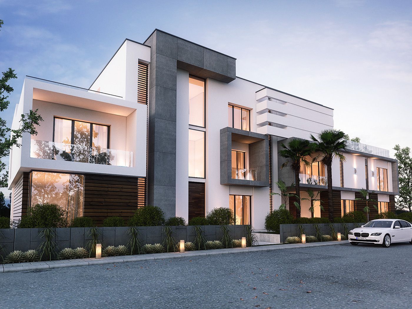 Elevation Oman modern home luxury elegant Twinhouse modern elevation SketchUP