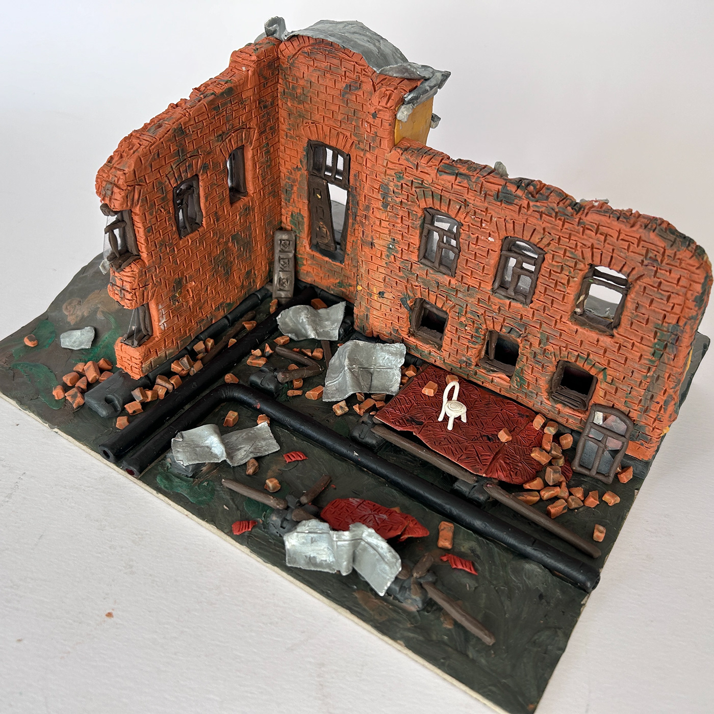 Plasticine Miniature clay house ruins city cityscape plasticineart ruins and remains