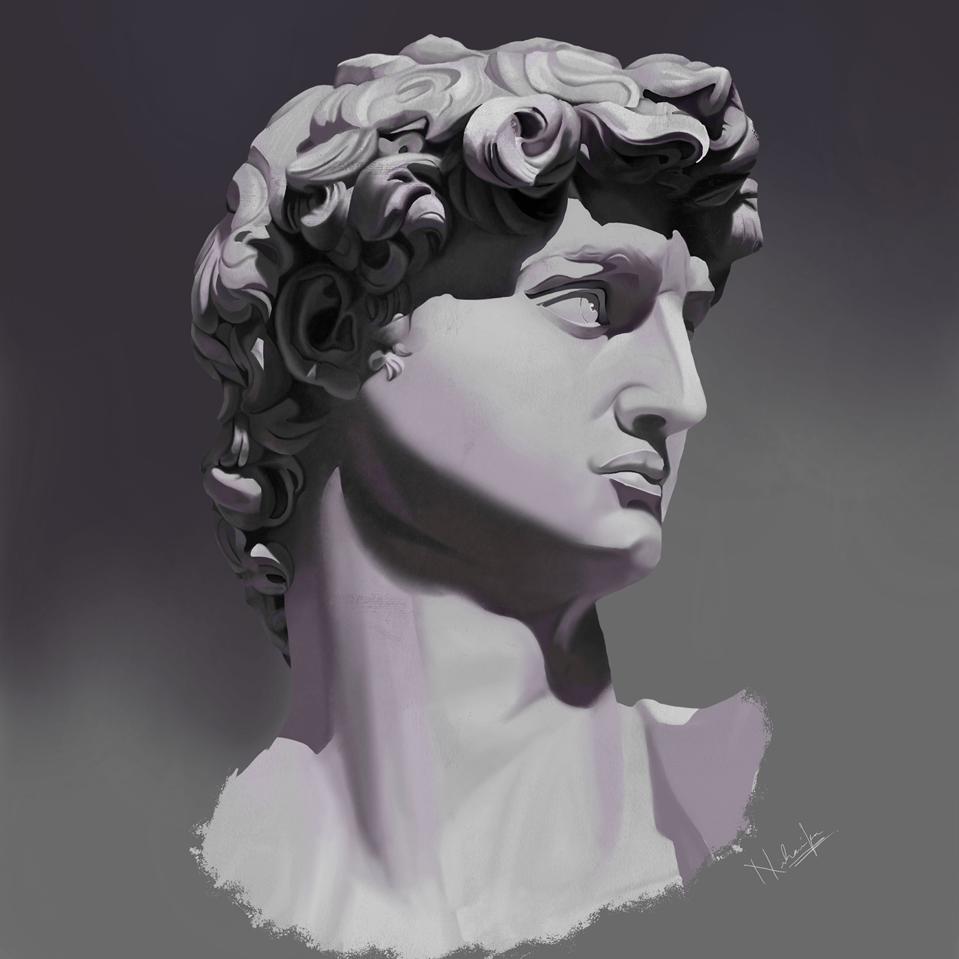 david Michelangelo Renaissance Italy sculpture statue Digital Art  ILLUSTRATION  Procreate Florence