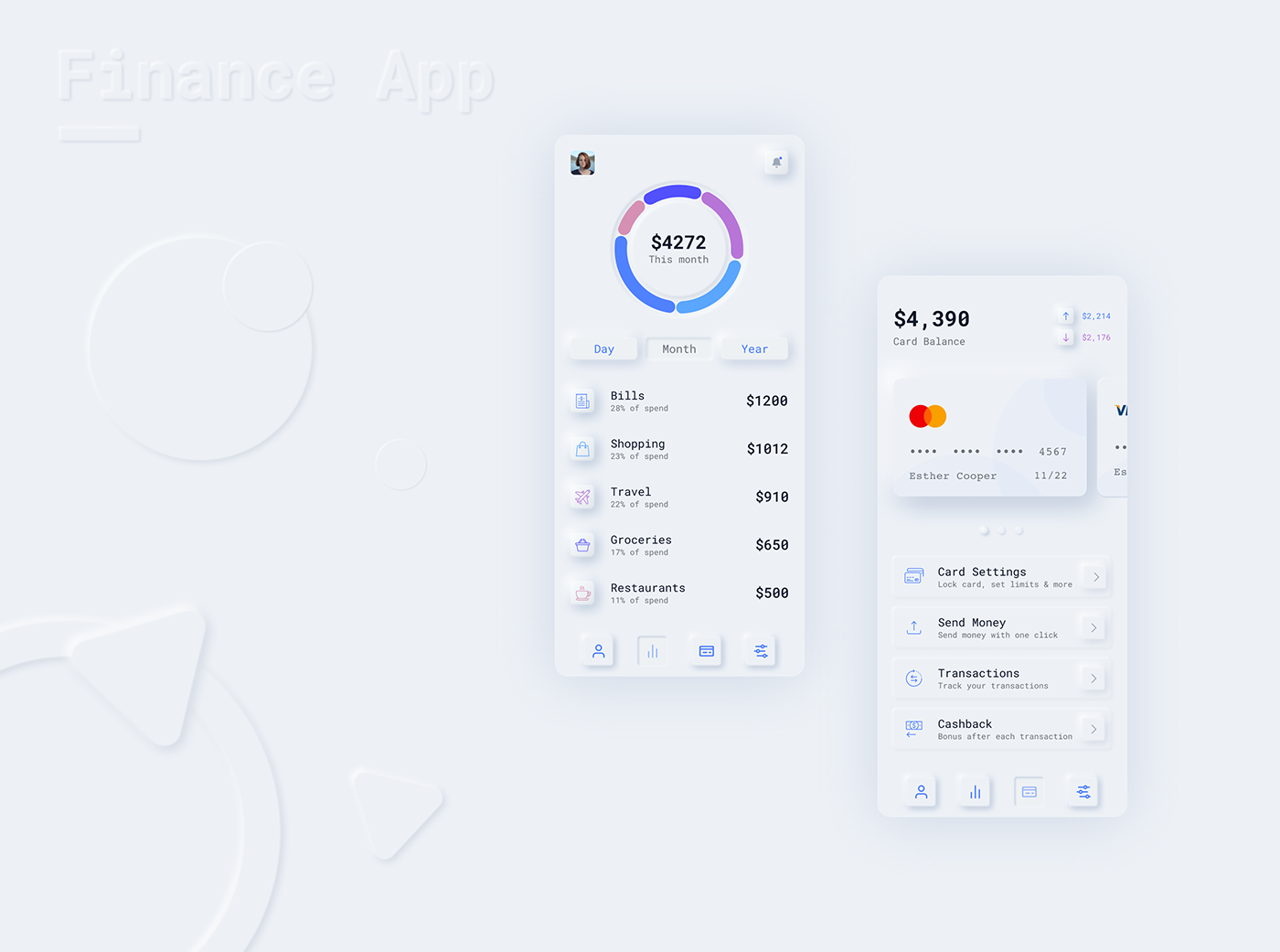 finance Mobile app neumorphism online bank ui design vision design 