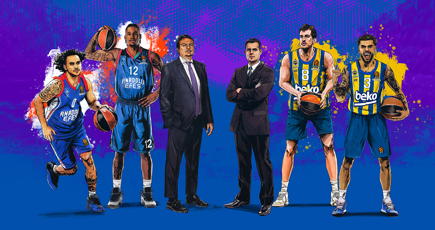 anadolu efes basketball Digital Art  Drawing  euroleague Fenerbahçe ILLUSTRATION  painting   s sport tv