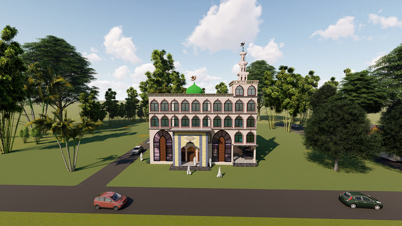 modern mosque architecture exterior vray Render visualization design SketchUP lumion