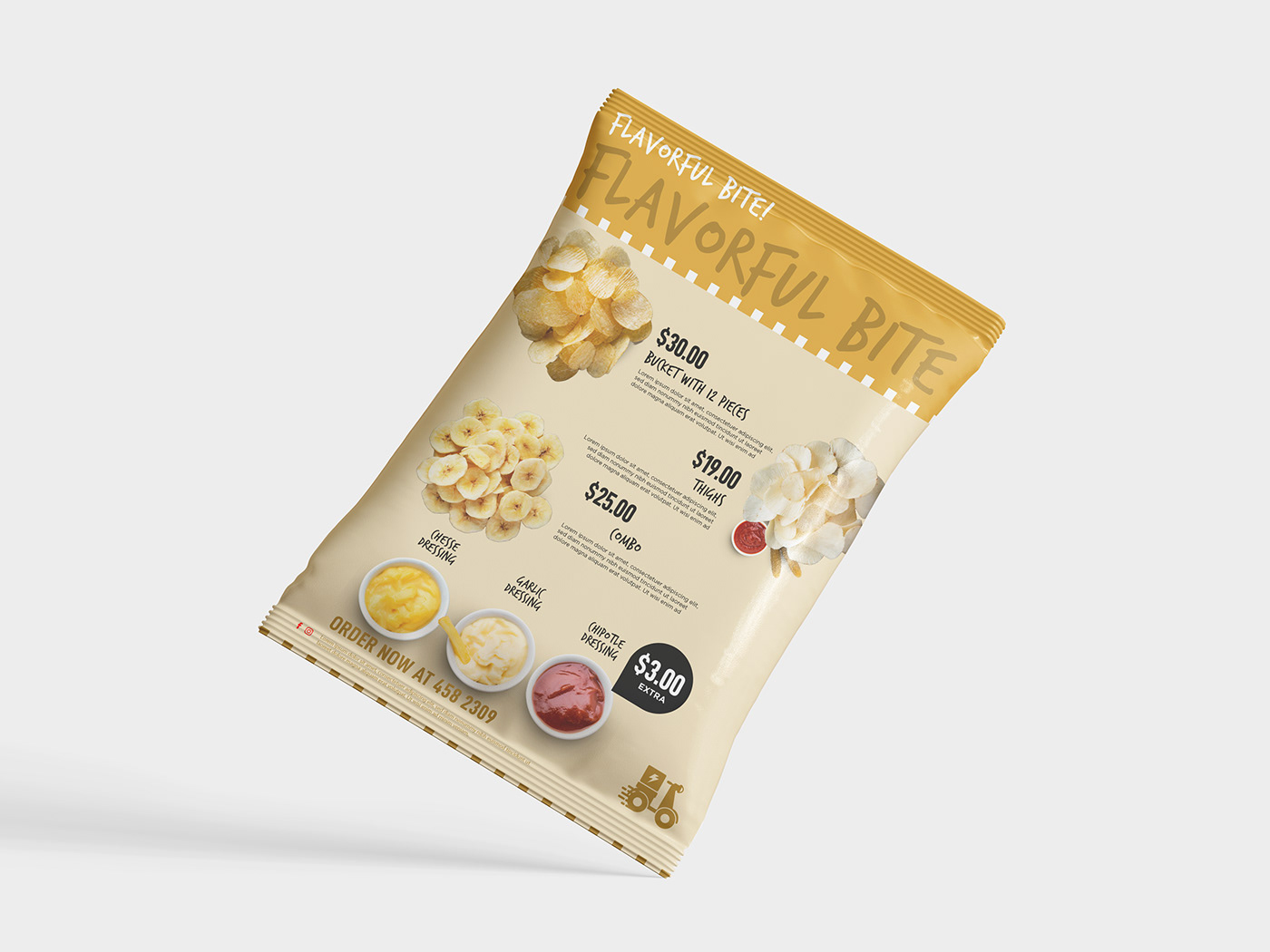 Mockup chip Pack product foil potato snack pouch Food  bag