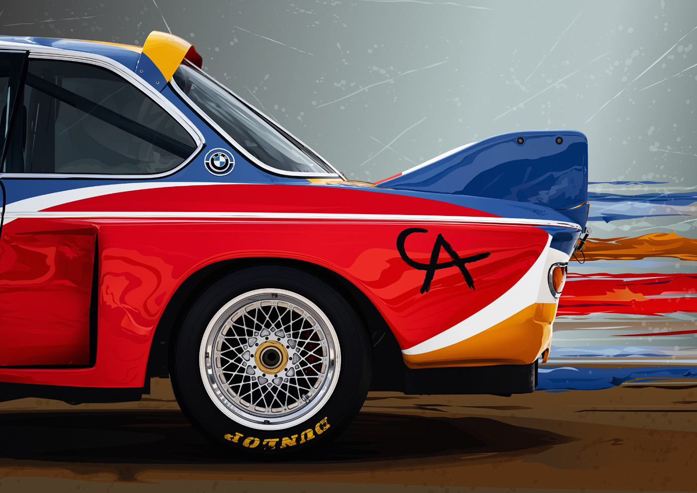 BMW 3.0 CSL art car vector illustration
