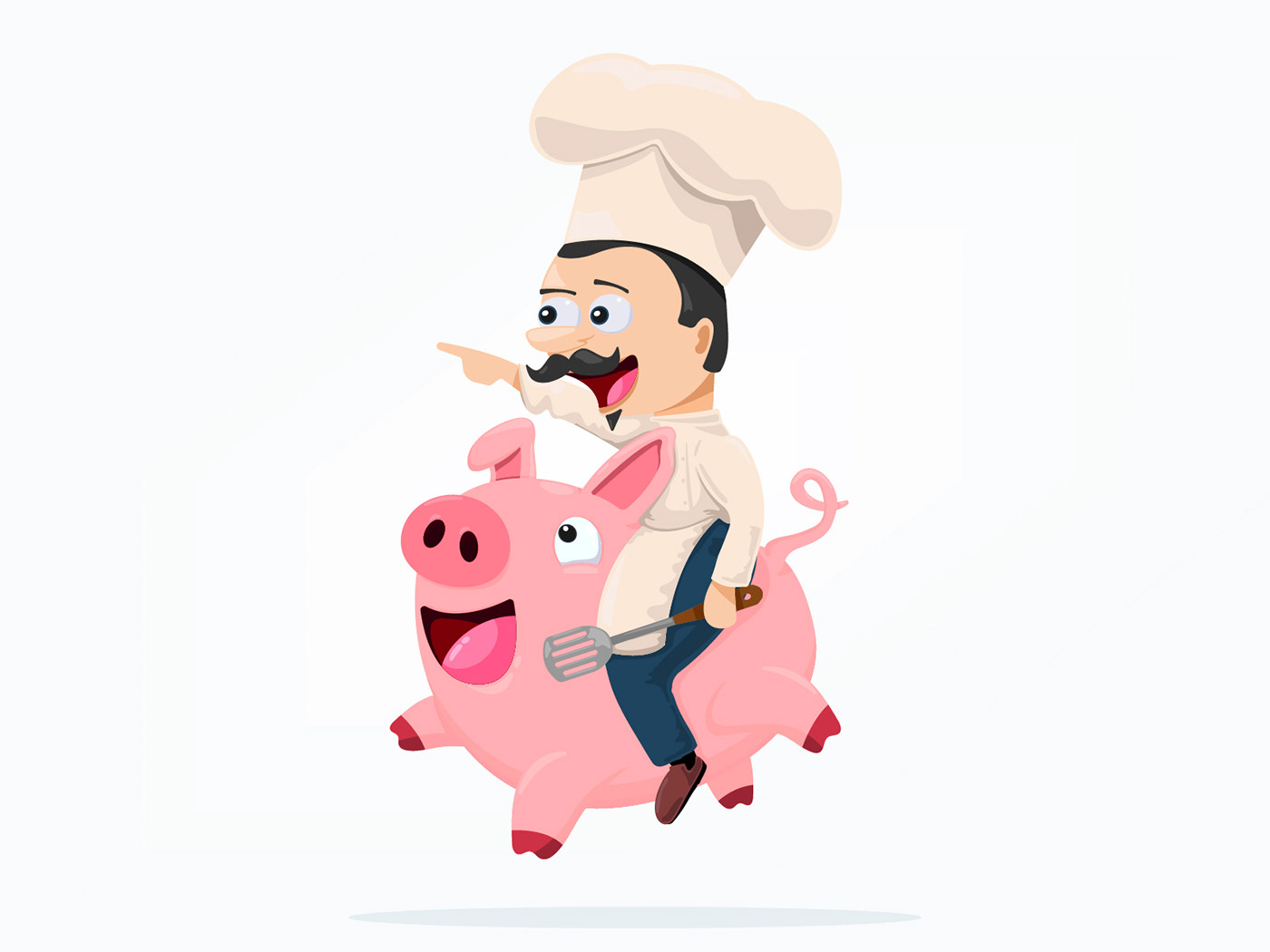 vector chef cook pig pork pink delicious Food  restaurant animal