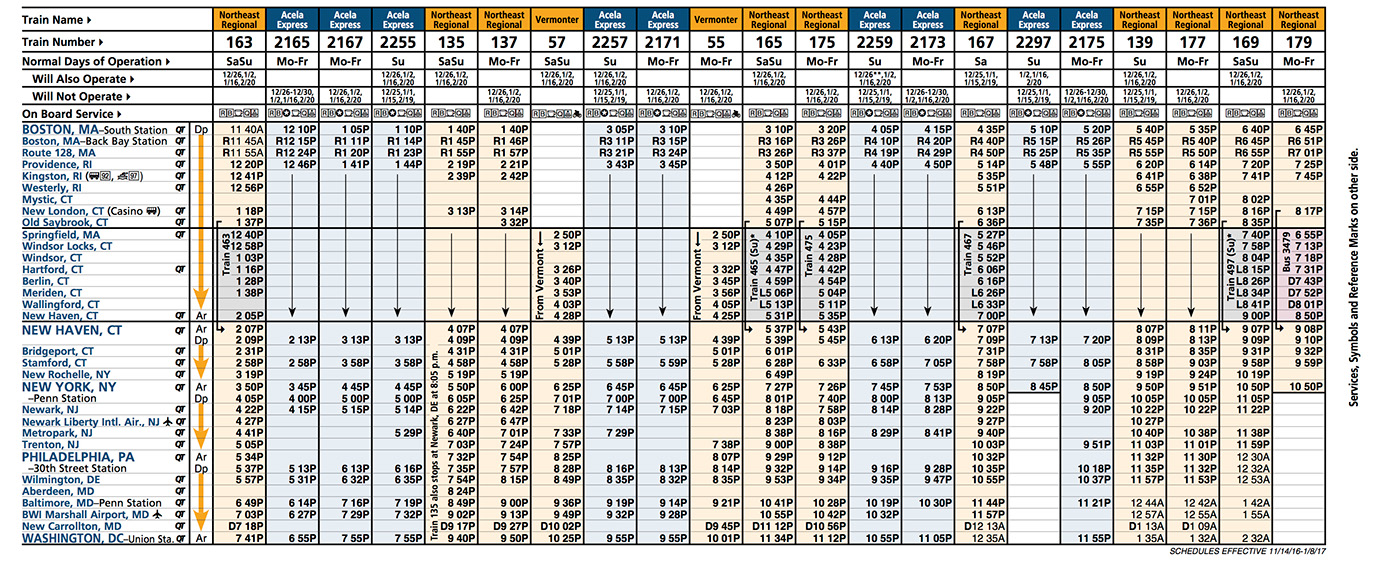 amtrak train schedule Time Table
