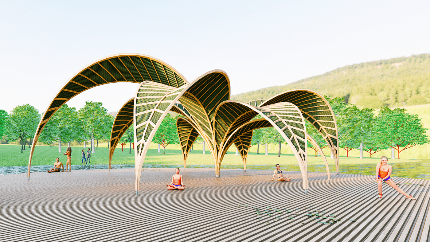 nature design pavillon parametric architecture visualization modern exterior