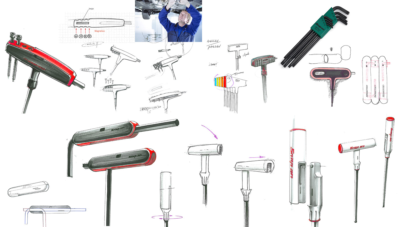 bahco brand design industrialdesign Mechanic process sketch snapon tools tshapehandles
